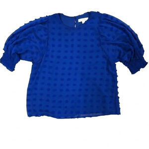 Vine & Love Swiss Dot 3/4 Sleeve Royal Blue Top‎ Women’s Large NWOT
